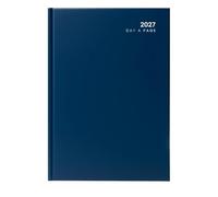 ZOPPER 2027 Diary - A5 Day a Page Blue Hard-Backed Cover Planner with Full-Page Weekends & Ribbon Marker, Journal for Home, Business, Office & Personal Use