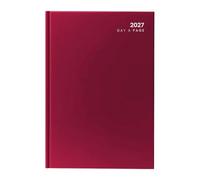 ZOPPER 2027 Diary - A5 Day a Page Red Hard-Backed Cover Planner with Full-Page Weekends & Ribbon Marker, Journal for Home, Business, Office & Personal Use