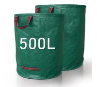 ZOPPER 2pk Garden Bags Heavy Duty 500L with Plastic Hoop Reusable Polypropylene Sacks Waterproof Garden Rubbish Bags