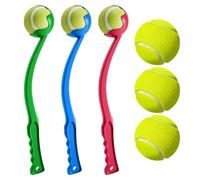 ZOPPER 38cm Dog Ball Launcher with 3 Tennis Balls - Hands Free Thrower Stick for Dogs, Strong Grip Fetch Toy for Training & Exercise, Outdoor Play (Any one Random Colour Dispatched)