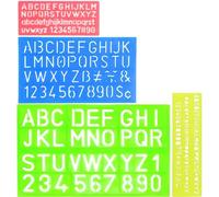 ZOPPER 4 Pcs Alphabet Stencil Set, Letter & Number Templates with Symbols, Plastic Drawing Stencils Rulers, Assorted Sizes & Colours for Kids, Painting, Craft & DIY Art Projects