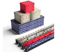 ZOPPER 4 x 3M Happy Birthday Wrapping Paper Roll - Wrapping Paper Perfect for Birthday Party Presents, Anniversary and Festive Decoration