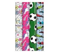 ZOPPER Pack of 4 x 3M Kids Cute Character Happy Birthday Wrapping Paper roll Perfect for Festival, Party, Birthday and Festive Decoration Ideal for Any Special Occasion