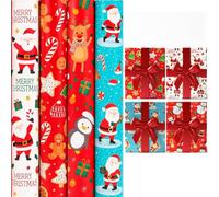 Zopper 4 x Cute Christmas Gift Wrapping Paper Rolls 7 Meter X 70 CM Wrapping the Xmas Present Festival Decoration Quality Festive Designed Ideal for Gifts, Arts & Crafts, Birthday Wedding, Party