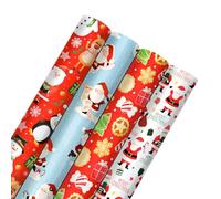 Zopper 4 x Cute Christmas Gift Wrapping Paper Rolls 7 Meter X 70 CM Wrapping the Xmas Present Festival Decoration Quality Festive Designed Ideal for Gifts, Arts & Crafts, Birthday Wedding, Party