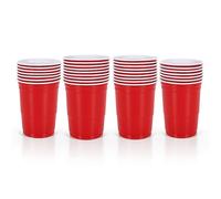 ZOPPER 40 x Red Plastic Party Cups 16oz/470ml Strong Glasses Durable Beer Pong Cups for Parties, BBQs, Events, Drinking Games Large Drink Tumblers for Celebrations