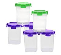 ZOPPER 6 x 135ml Food Storage Containers with Clip Lock Lids - BPA-Free Mini Plastic Tubs for Snacks, Meal Prep & Fridge Organisation - Airtight Lunch Boxes in Green & Purple (2 Green, 4 Purple)