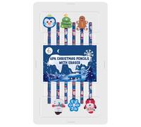 ZOPPER 6 x Christmas Pencils with Festive Eraser Toppers Xmas Gifts for Children Christmas Stationery & Stocking Fillers