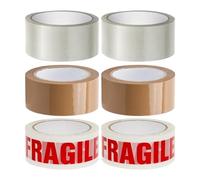 ZOPPER 6 x Packaging Tape 66m x 48mm | Fragile, Brown, Clear Pack Packing tape Rolls Seal with Transparency and Security, Solution for Moving House, parcels, and shipments