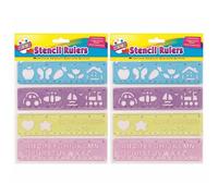 ZOPPER 8 Pcs Stencil Rulers Set (2 x 4 Pack), Alphabet, Numbers & Shapes Lettering Templates, Plastic Drawing Ruler Stencils, Assorted Colours for Kids, Painting, Craft & DIY Projects