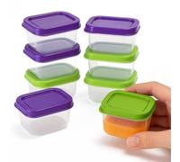 ZOPPER 8 x Mini Food Storage Containers with Airtight Lids - BPA-Free Plastic Snack Pots for Meal Prep, Small Foods & Fridge Organisation - Reusable Lunch Boxes in Green & Purple