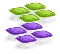 ZOPPER 8 x Mini Food Storage Containers with Airtight Lids, Green & Purple