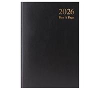 ZOPPER A5 2026 Day a Page Diary Black Hardback Casebound Daily Planner with Ribbon Marker Full Year Organiser for Home, Office, Business & Personal Use
