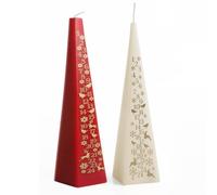 Zopper Advent Candle Bundle - 2-Pack (Red & Ivory, 33cm) Unscented Paraffin/Stearin Blend Pyramid Taper, Christmas Countdown Candles