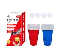 ZOPPER Beer Pong Game Set 24-Piece - 450ml Red & Blue Plastic Cups with Balls | Drinking Party Game for Adults, Students, Hen & Stag Parties, Birthdays, BBQs & Summer Fun