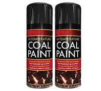ZOPPER - Black Coal Paint - Rejuvenates Gas Fire Coals Spray - Exceptional Thermal Stability - Heat Resistance - Hi Temperature -Touch dry within 2-3 hours | 400ml Pack of 2
