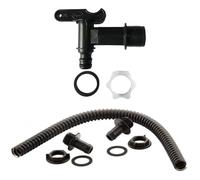 Zopper Black Water Butt Barrel Tap & Connector Pipe Combo Pack 50cm Connector Pipe Linking Kit and Tap With Nut Black Push-Fit thread Water Butt Storage Tank Hose Fitting Parts for Home Garden