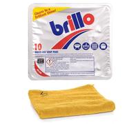 ZOPPER Brillo Soap Pads 10 Pack Multi-Use Heavy Duty Kitchen Scouring Pads for Pots Pans Grills Ultra Absorbent Microfibre Cleaning Cloth Steel Wool Cleaner