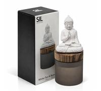 Zopper Buddha Statue Fragrance Diffuser - White Tea & Bamboo Scent - Reusable Essential Oil Wick Diffuser with Ceramic Buddha Ornament - Zen Home Décor Aroma Gift (10 x 15 x 10cm)