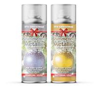 ZOPPER Christmas Glitter Metallic Silver & Gold Spray Paint Set 2x200ml - Premium Decorative Craft Paint Kit for Festive Ornaments, Holiday DIY Arts & Crafts