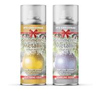 ZOPPER Christmas Glitter & Sparkling Metallic Silver & Gold Spray Paint Set 2x200ml - Premium Decorative Craft Paint Kit for Festive Ornaments, Holiday DIY Arts & Crafts