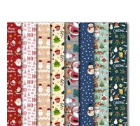 Zopper Christmas Wrap Sheets - 40 Assorted Sheets (70x50cm) Festive Holiday Wrapping Paper UK Santa, Snowman, Tree, Reindeer Designs Recyclable & Durable