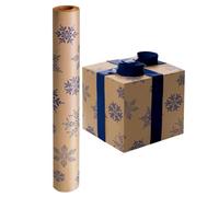 Zopper Christmas Wrapping Paper Roll 44.5cm x 25m Premium Quality Festive Kraft Paper Snowflakes Unique Designs X-mas Multipurpose Wrapping Paper for Gifts, Arts & Crafts Projects