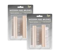 ZOPPER Double Sided Nail Brush 4 Pack - Wooden Nail Brush Hand Scrub Brush For Mechanics - Stiff Synthetic Bristle Cleaner Tool