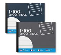 ZOPPER - Duplicate Book 1-100 Pack of 2 Numbered Carbon Copy Receipt Book Perforated Pages, Record Keeping for Orders, Invoices, Receipts & Business Transactions -Assoreted Colour Supply