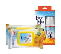 Zopper Face Hayfever Wipes & Mist Bundle - 2 Packs of Gentle Face Wipes with Mist 15ml - Daily Skin Care Essentials for Home & Travel