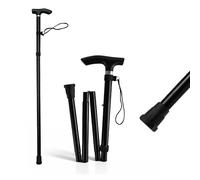ZOPPER Foldable Aluminium Walking Stick Black 92cm for Men & Women, Lightweight Adjustable Mobility Aid with Ergonomic Handle, Anti-Slip Rubber Tip and Wrist Strap, Collapsible Travel Support Cane