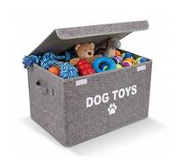 ZOPPER Folding Dog Toy Box With Lid, 53cm Grey Polyester