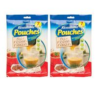 Zopper 2 x 7 Food Pouches Reusable Food Soup Bag Storage Fruit Self Standing Fill It Fridge It Freeze It Ideal For Home & Kitchen.