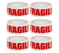 ZOPPER 6 x Fragile Packaging Tape 66m x 48mm | 45 Micron Fragile Packing tape Rolls Seal with Transparency and Security, Solution for Moving House, parcels, and shipments