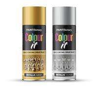 ZOPPER Gold and Silver Metallic Spray Paint Set 400ml - Quick Drying Aerosol Paint for Multi Surface DIY