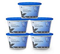 5 x Interior Dehumidifier 500ml - Stop Damp, Mildew and Mold - Ideal Condensation Remover Moisture Absorber for Bedroom, Wardrobe, Kitchen, Office, Caravan, Garage, Bathroom & Basement