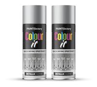 ZOPPER Metallic Silver Spray Paint, 400ml Aerosol 2-Pack, Quick Drying Multi Surface Formulation for Wood, Metal and Plastic, Brilliant Finish