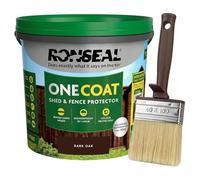 ZOPPER One Coat Fence Paint Dark Oak 5L - Waterproof Shed & Fence Paint, Quick Dry Wood Protector, Showerproof with 4" Brush