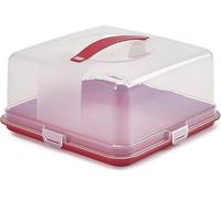 ZOPPER Red Large Square Plastic Cake Box With Lockable Lid, Carry Handles