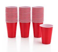 ZOPPER 40 x Red Plastic Party Cups 18oz/510ml Durable Beer Cups Large Hard Plastic Tumblers for BBQs, Events, Drinking Games & Parties