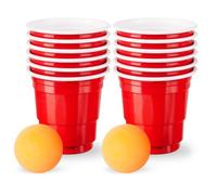ZOPPER Shot Glasses Party Game Set - 12 Red Cups (60ml) + 2 Ping Pong Balls - Sturdy & Waterproof Table Tennis Game for Birthday, Camping, Indoor & Outdoor Parties