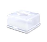 ZOPPER Square Plastic Cake Carrier with Lid and Carry Handles, White, Large
