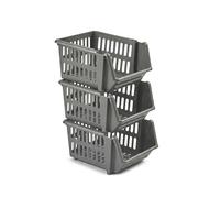 ZOPPER Storage Baskets 3 Pack, Silver Plastic