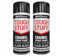 ZOPPER Tough Stuff Enamel Spray Paint Black Gloss 400ml (Pack of 2) - Hard Wearing Multi Surface Aerosol Paint for Metal, Wood and Plastic - Smooth Finish