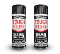 ZOPPER Tough Stuff Enamel Spray Paint Black Gloss 400ml (Pack of 2) - Hard Wearing Multi Surface Aerosol Paint for Metal, Wood and Plastic - Smooth Finish