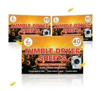 ZOPPER Tumble Dryer Sheets, Tropical Summer Breeze Scent, 40 Sheets x 3 (120 Total) - Laundry Freshener, Anti-Static & Static Control