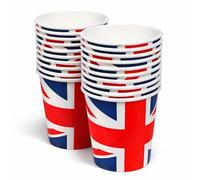 ZOPPER Union Jack Paper Cups 20 Pack 9oz (260ml) - Disposable Party Cups for Hot & Cold Drinks - Great Britain Party Tableware for Street Parties, BBQ & Events
