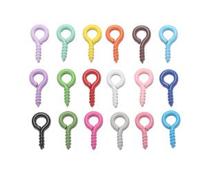 Zopseet 300 Pcs Colorful Mini Screw Eye Pins Kit Small Screw Eye Pins Hooks Self-Tapping Eyelets Mini Screw Eye Bails for Jewelry Making Findings DIY Crafts 5x10mm