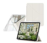 ZOPSGYU Case for iPad A16 11th Generation 11 Inch 2025 & iPad 10th Generation 10.9 Inch 2022 with Pencil Holder, Y-Fold Cover, Portrait Capable, Lightweight Protective Case, Transparent Back (White)