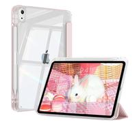 ZOPSGYU Case for iPad Air 11-inch M4/M3/M2 (2026/2025/2024), iPad Air 5th/4th Generation (2022/2020) 10.9 inch -[Built-in Pencil Holder] Shockproof Cover with Clear Transparent Back Shell, Pink